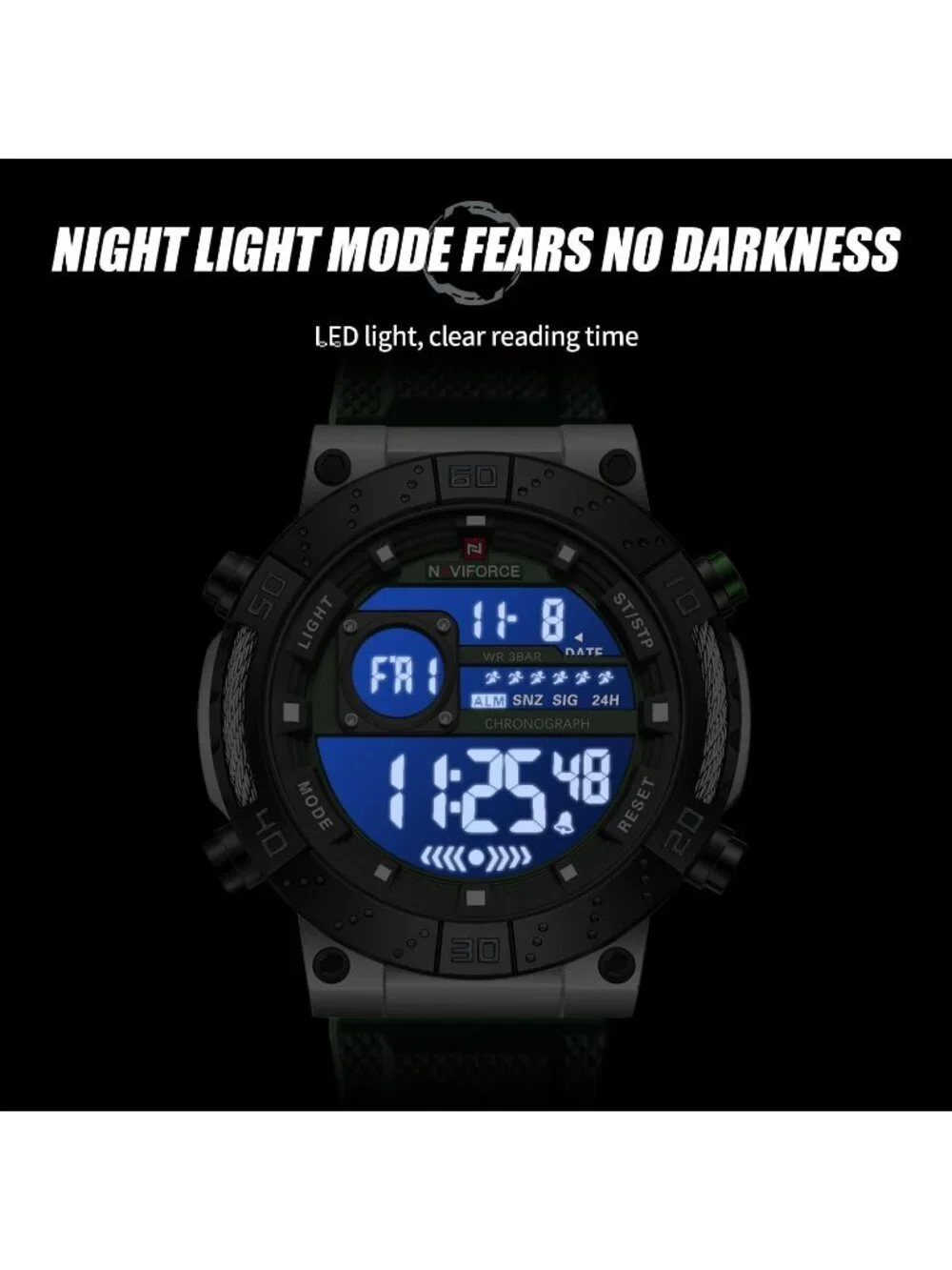 Men's Green Analog Quartz Military Waterproof Sports Chronograph Digital Watch